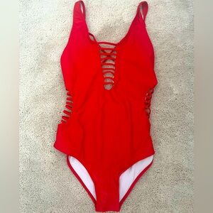 Sexy red one piece swim suit